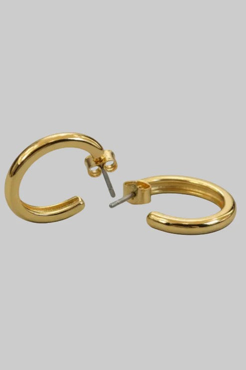 Gold dipped oval hoop earrings, pair view