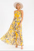 Island Glow cut-out halter high-slit maxi dress