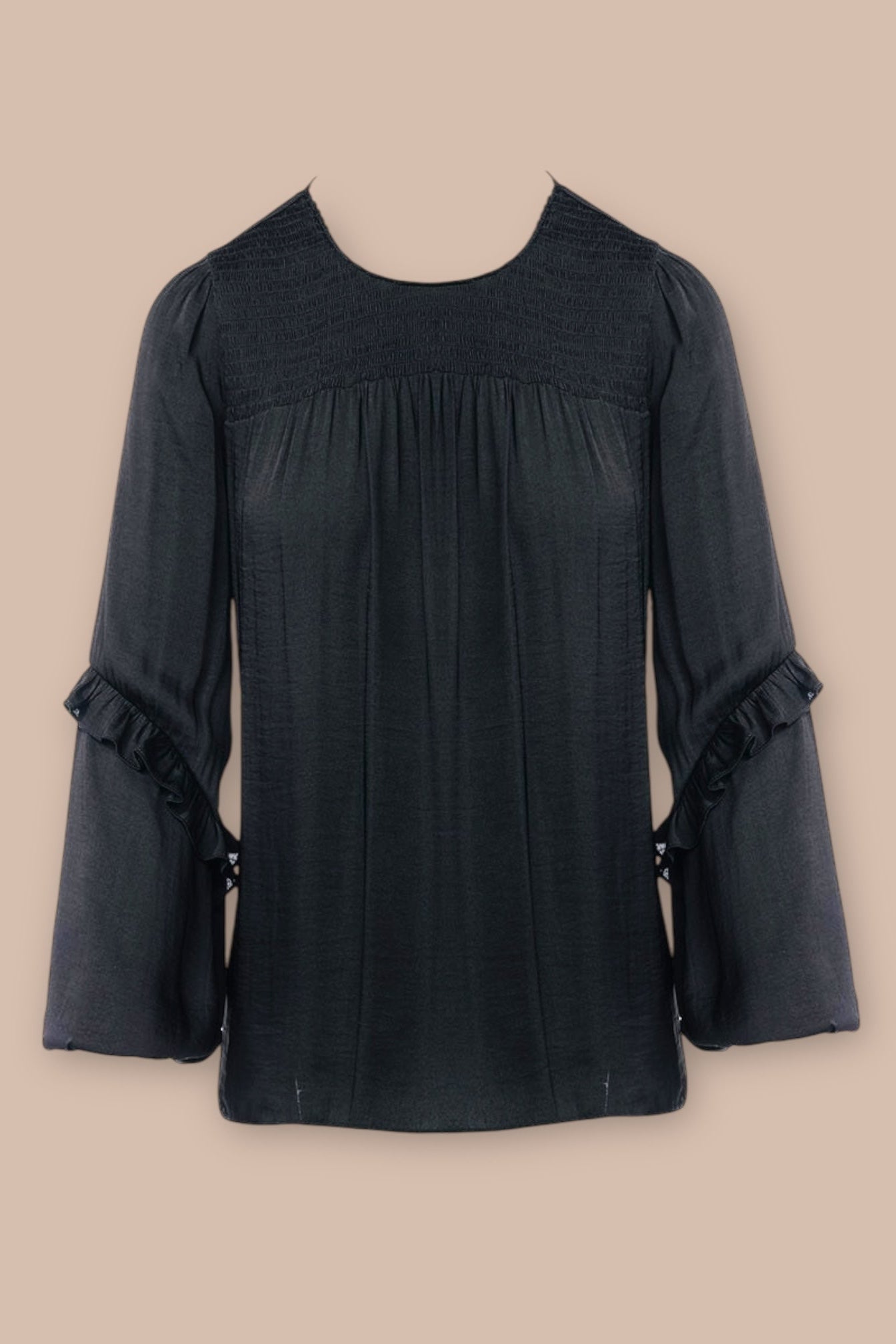 The Daydream Drop Smocked Yoke Ruffled Sleeve Blouse