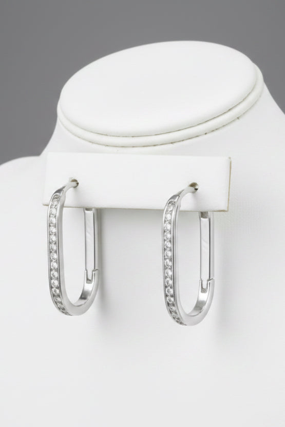 Radiance slim hoops showing CZ pave detail, pair view