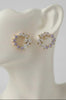 Mixed CZ cluster hoop stud earrings gold-dipped