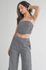 Pinstripe wide leg pants with strapless crop top