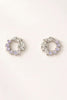 Cluster hoop stud earrings with mixed CZ