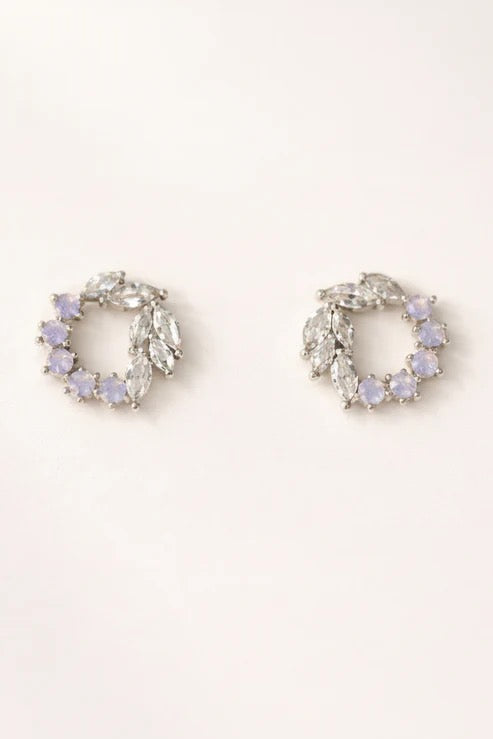Cluster hoop stud earrings with mixed CZ