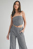 Pinstripe two-piece set with strapless crop top