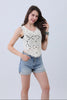 Ivory crochet lace vest front view