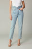 Paperbag high-waist denim crop pants