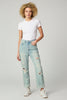 Light wash distressed cuffed straight-leg denim jeans