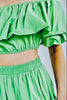 Emerald ruffle crop top and tiered maxi skirt set