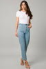 Light blue high-waist cropped tapered jeans