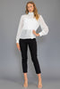 High neck shimmer blouse styled