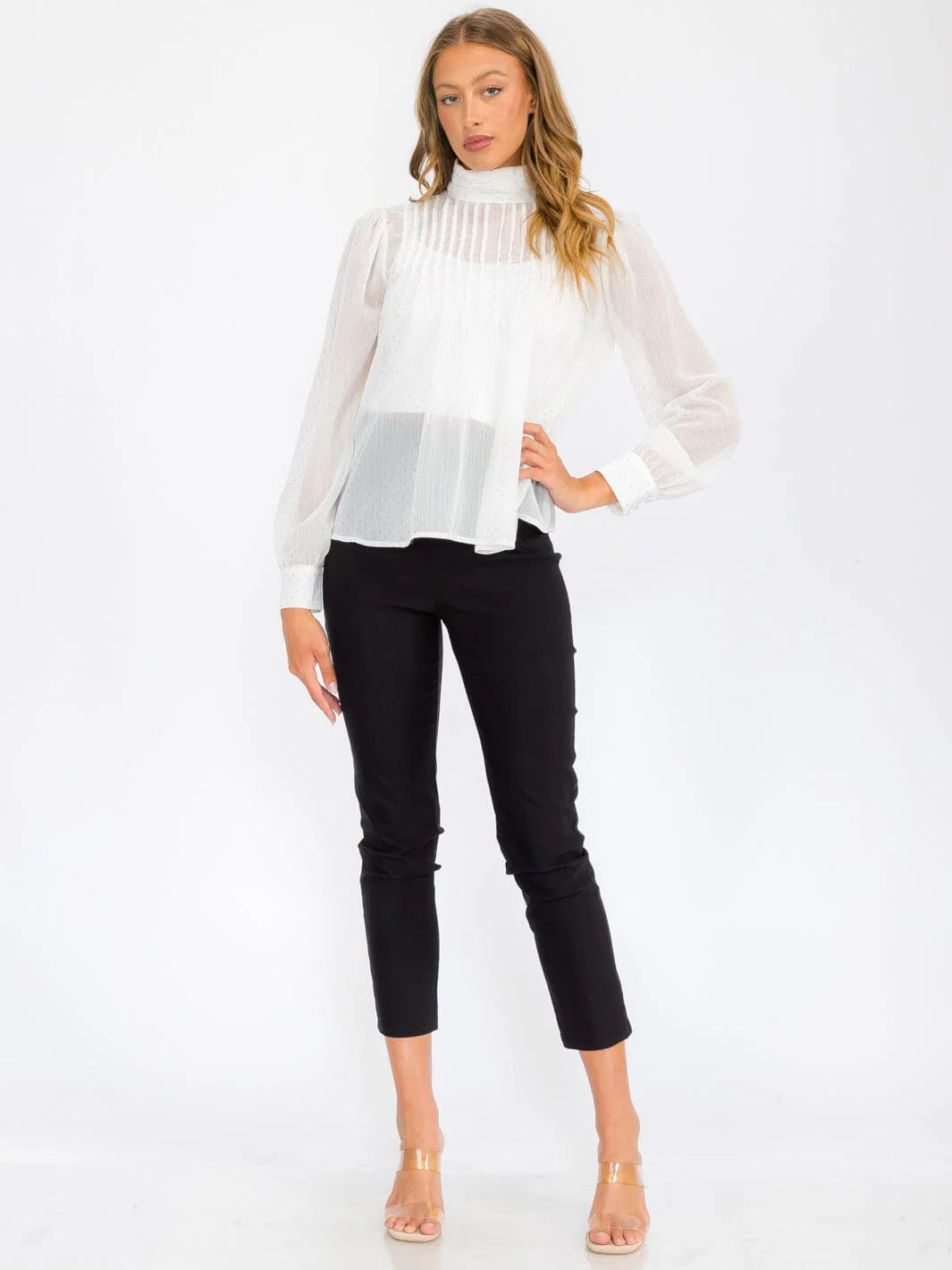 Lustre Highneck Shimmer Blouse