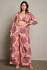 Multi-print three-piece kimono, crop top and pants set