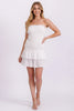 Sweetheart tiered ruffle eyelet tube mini dress