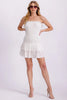 Tiered ruffle eyelet tube mini dress