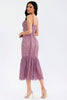 Lace mermaid midi dress in blushing mauve
