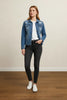 Distressed dark denim jacket