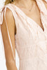 Blush tie-shoulder lace tiered midi dress