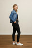 Dark wash distressed denim jacket
