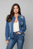 Classic distressed dark denim jacket