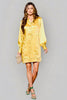 Golden button-up shirt dress