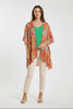 Floral print ruffle sleeve open-front kimono with side slits