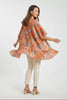 Floral ruffle sleeve open-front kimono side view