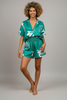 Floral button-down top and elastic waist shorts set