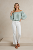 Novelty printed top with puff sleeves, casual summer styling