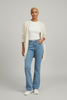 Medium blue high-waist flare denim