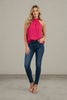 Sleeveless ruffle halter top