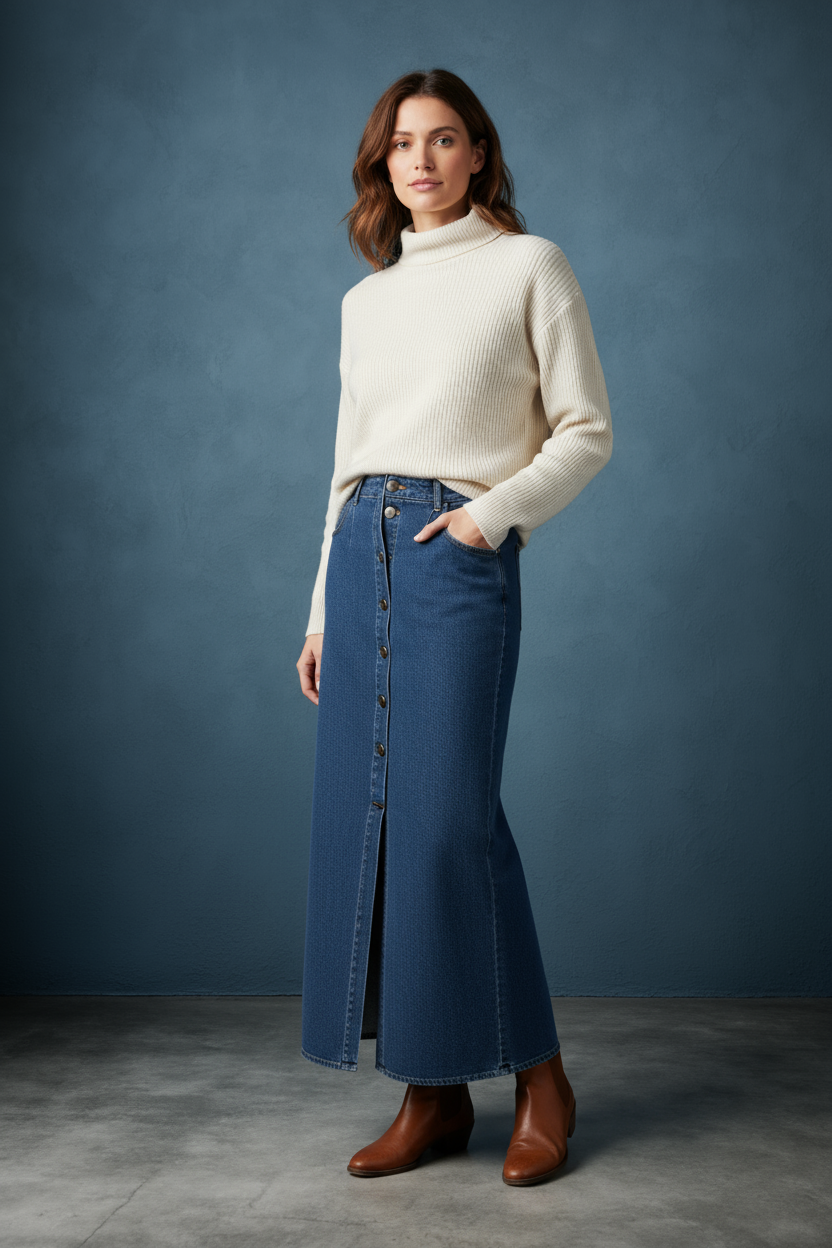 THE BUTTONDOWN BLUES DENIM SKIRT