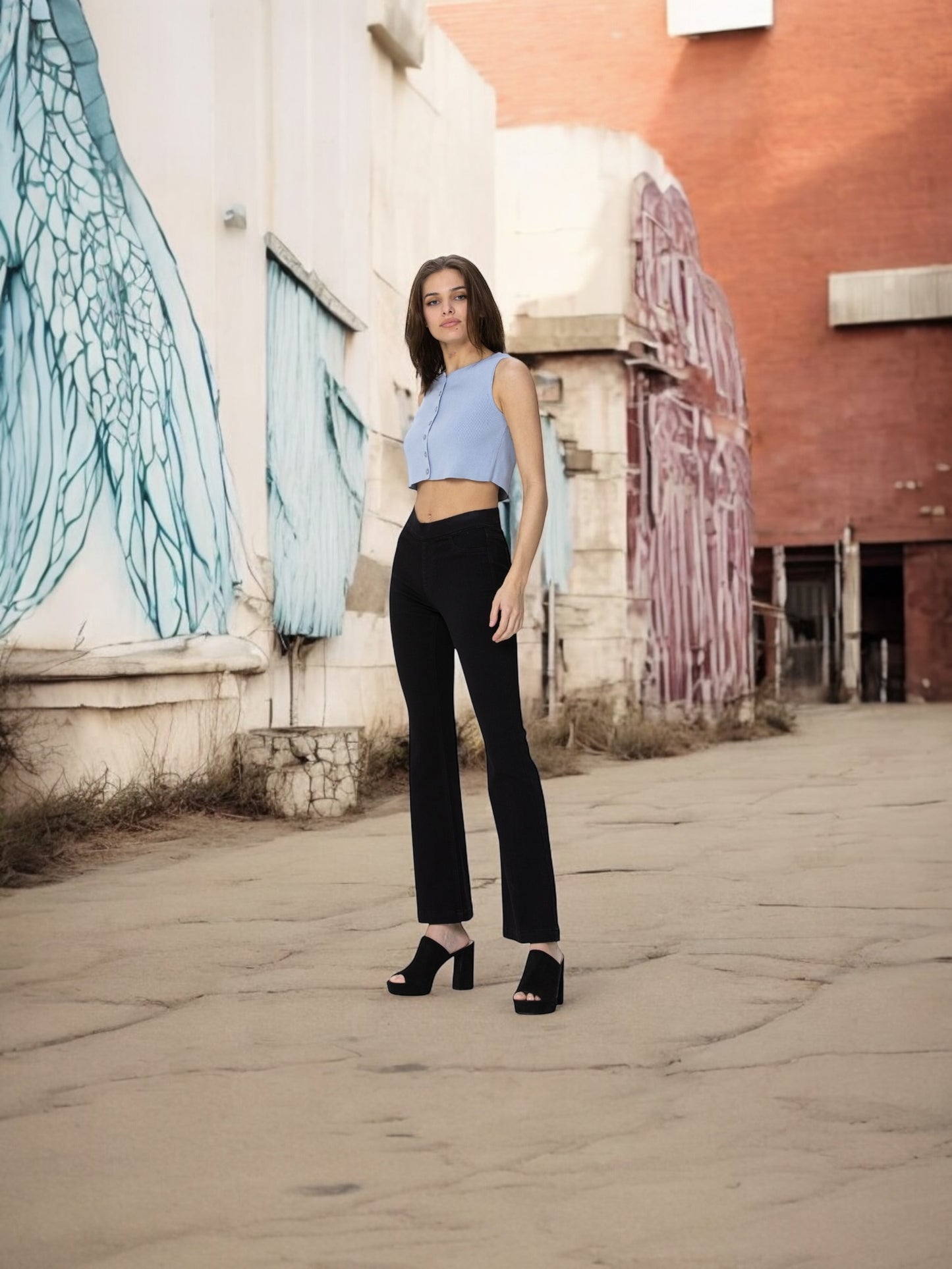 Jeans Mid- Rise Flare Jegging