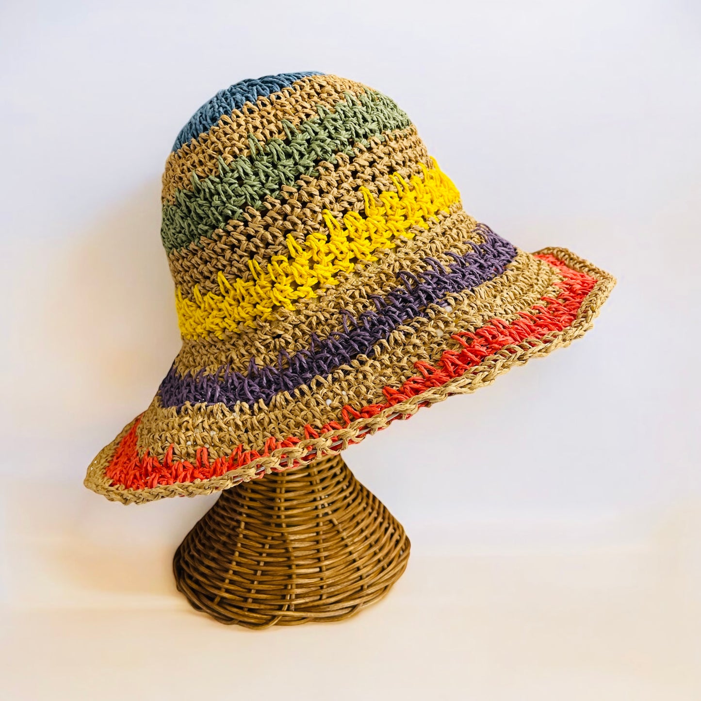 Multi Color Straw Bucket Hat