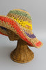Multi-color straw bucket hat with starburst pattern