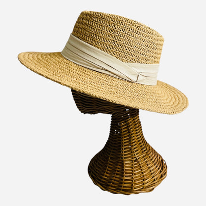 Straw Hat with Black Hat Band