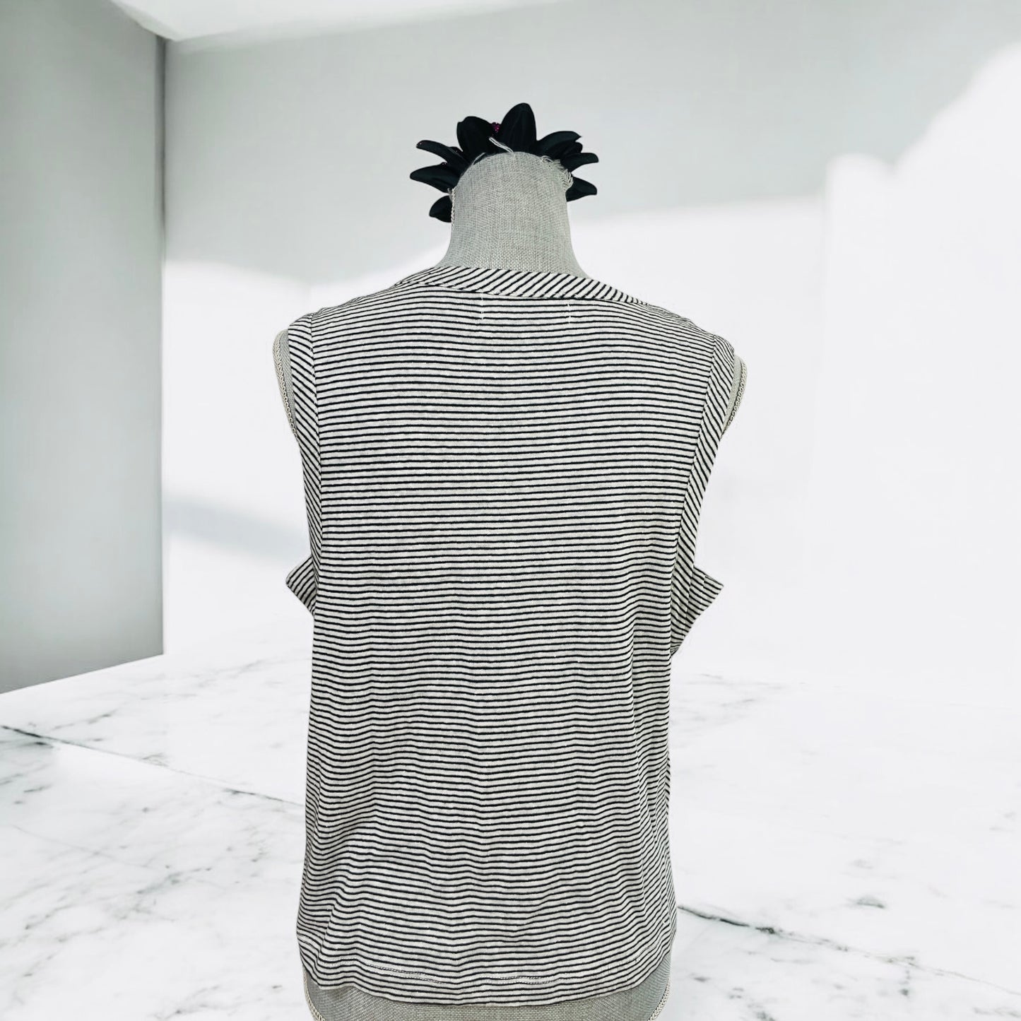 Brown/ White Riley Stripe Tie Front Tank Top