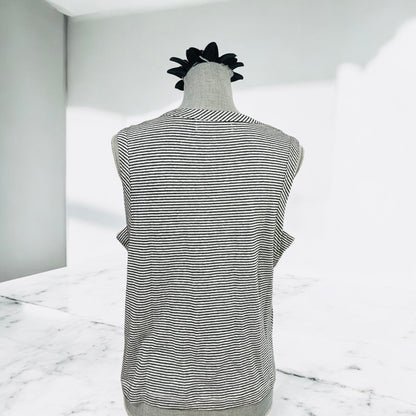 Brown/ White Riley Stripe Tie Front Tank Top