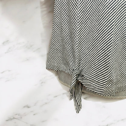 Brown/ White Riley Stripe Tie Front Tank Top