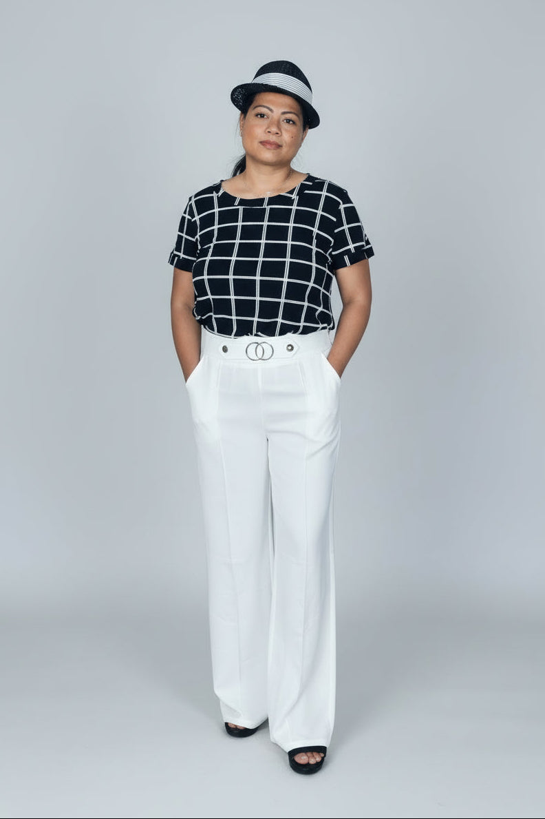 Elegant wide leg high-waist pants