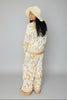 Beige cream two-piece set wide leg pants