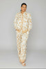 Wide leg rayon two-piece set in beige floral