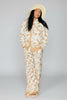 Beige and cream button-down wide leg set
