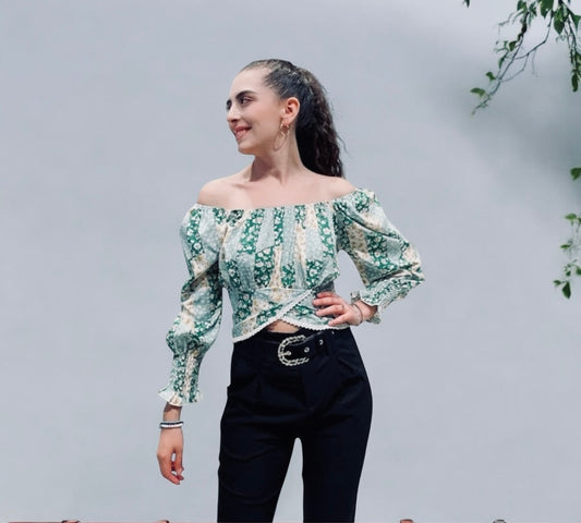 Off Shoulder Floral Blouse
