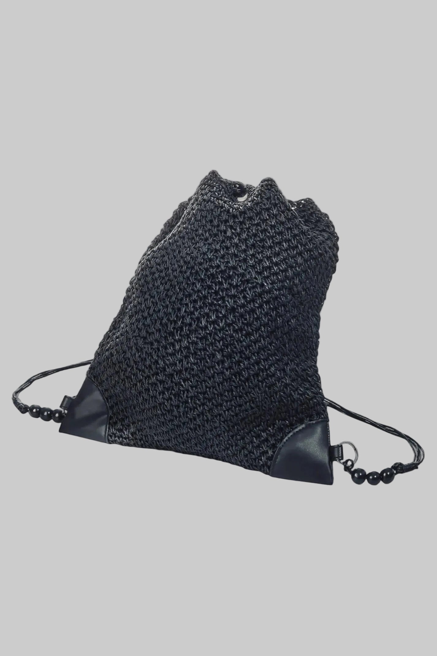 URBAN WOVEN BALCK STRAW BRAIDED BUCKET BAG