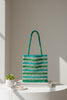 Green blue white vibrant wooden beaded bag