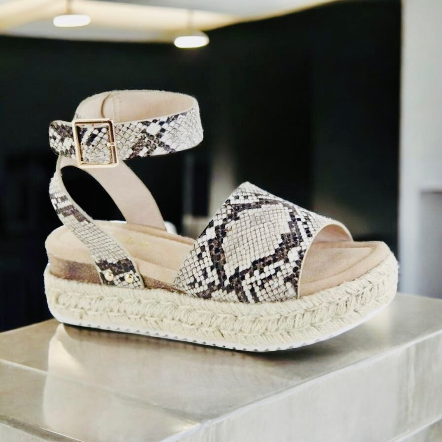 Bella Marie Python Platform Espadrille Sandal