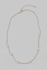 White shell clover rhinestone station necklace