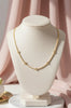 White shell clover station charms rhinestone chain necklace