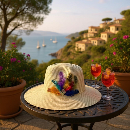 VIVA VENTO FEATHER HANDMADE DESIGN FLOPPY SUN HAT COLLECTION